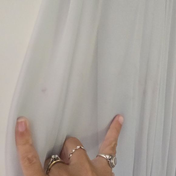 Marchesa Notte Silk Blue Embellished Embroidered Mesh Sheer Panel Detail Gown - Picture 11 of 15